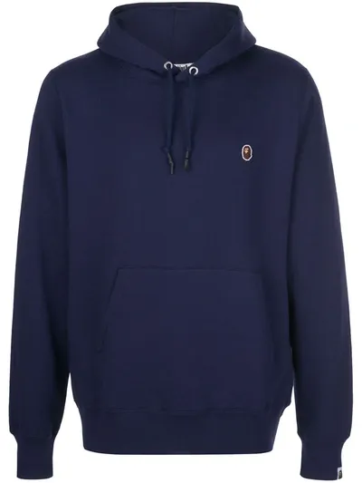 Bape Logo Patch Hoodie In Blue