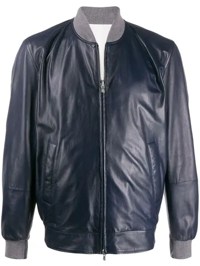 Brunello Cucinelli Zipped Bomber Jacket In Blue