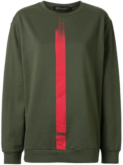 Mr & Mrs Italy Stripe Detail Logo Sweatshirt In Green