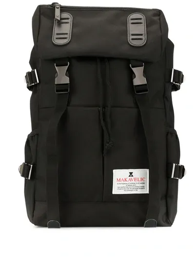 Makavelic Double Belt Logo Backpack In Black