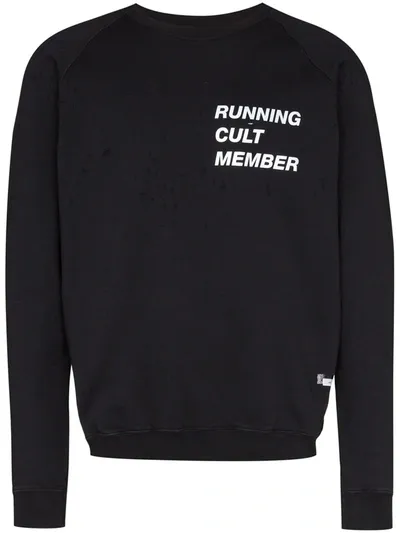 Satisfy Running Cult Member Distressed Cotton Sweatshirt In Black