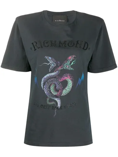 John Richmond Snake Logo Print Boxy Fit T-shirt In Black