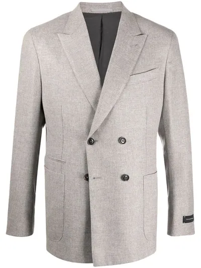 Ermenegildo Zegna Double Breasted Peak-lapel Blazer In Grey