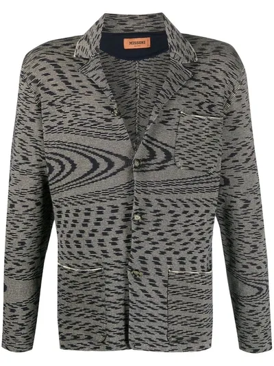 Missoni Abstract Patterned Knitted Blazer In Blue