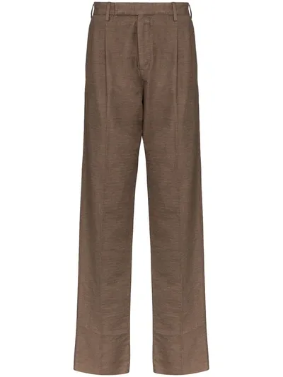 Ermenegildo Zegna Straight Leg Trousers In Brown