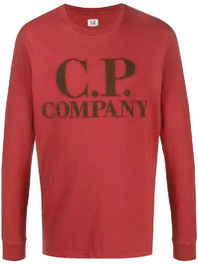 C.p. Company Embroidered Logo Sweatshirt In Red