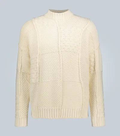 Jw Anderson Cotton Patchwork Knitted Sweater In White