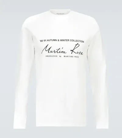 Martine Rose Logo Printed Long-sleeved T-shirt In White,black