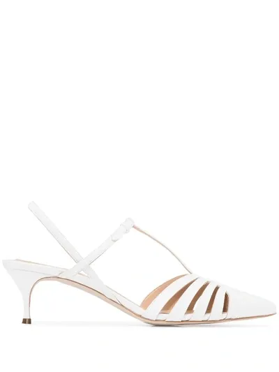 Rosie Assoulin White 50 Slingback Lattice Leather Sandals