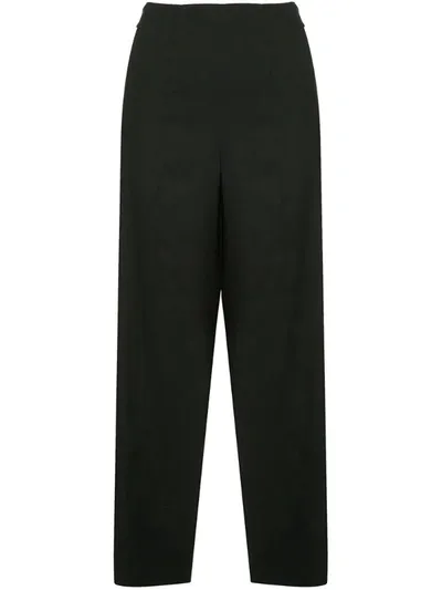 Vince Linen Blend Crop Wide Leg Pants In Black