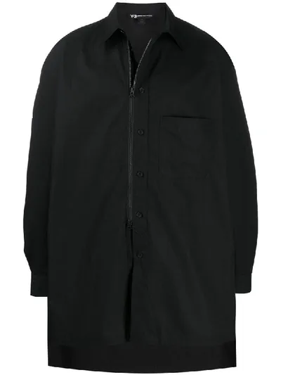 Y-3 Oversized Embroidered Logo Shirt In Black