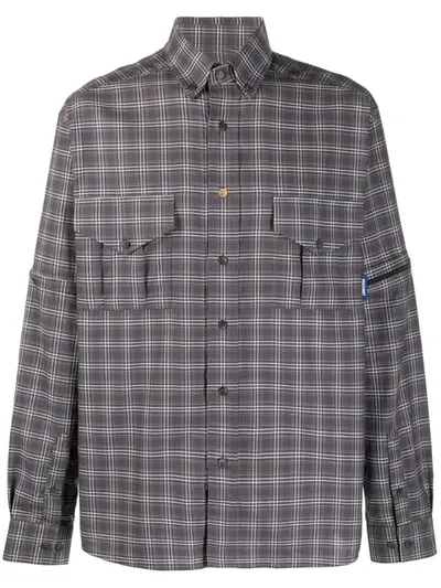 Rassvet Plaid Print Double Pocket Shirt In White