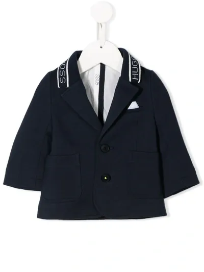 Hugo Boss Babies' Logo Band Single-breasted Blazer In Blue