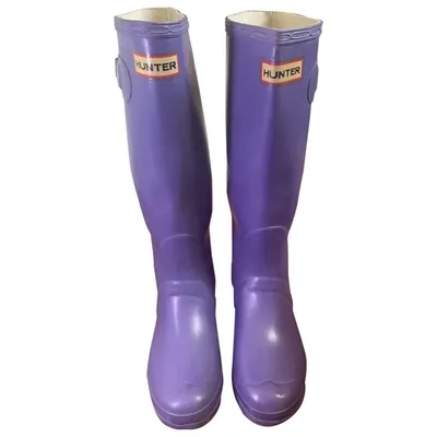 Pre-owned Hunter Wellington Boots In Purple