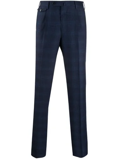 Pt01 Tartan Tailored Trousers In Blue