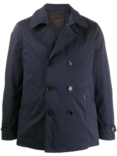 Moorer Double-breasted Oversized Collar Jacket In Blue