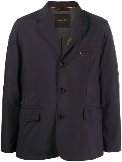 Moorer Textured Tri-pocket Blazer Jacket In Blue