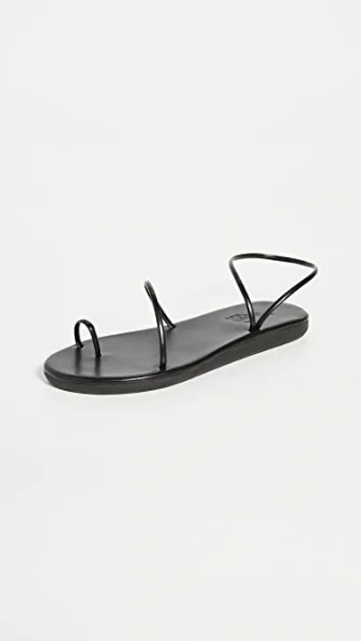 Ancient Greek Sandals Kansiz Faux Leather Sandals In Black