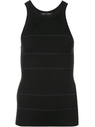 Proenza Schouler Striped Ribbed Silk-blend Tank In Black