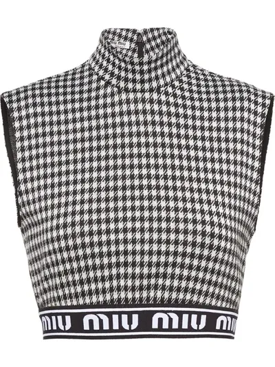 Miu Miu Gingham-check Crop Top In Black