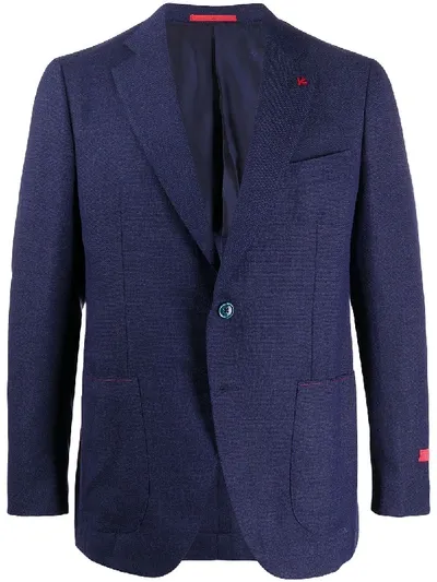 Isaia Fitted Single-breasted Blazer In Blue