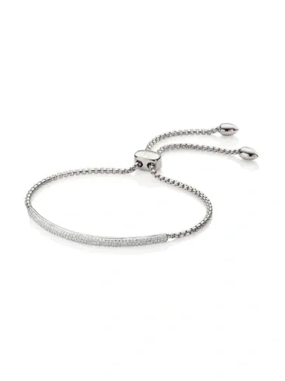 Monica Vinader Fiji Mini Bar Diamond And Sterling Silver Bracelet In Metallic