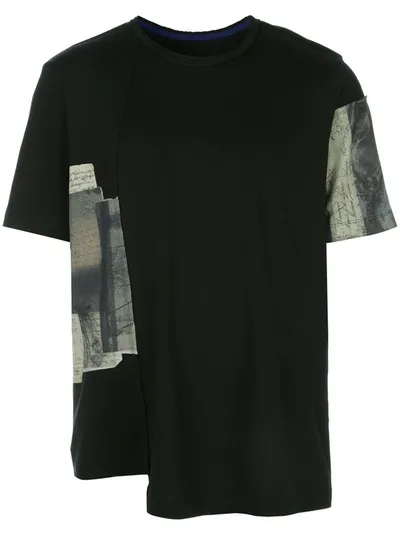 Ziggy Chen Patchwork Detail T-shirt In Black