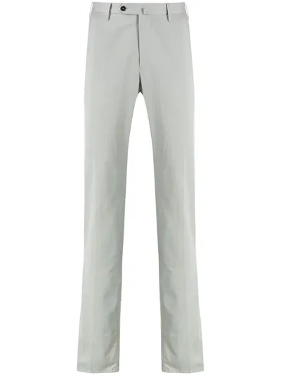 Pt01 Long Pleated Detail Tailored Trousers In Grey