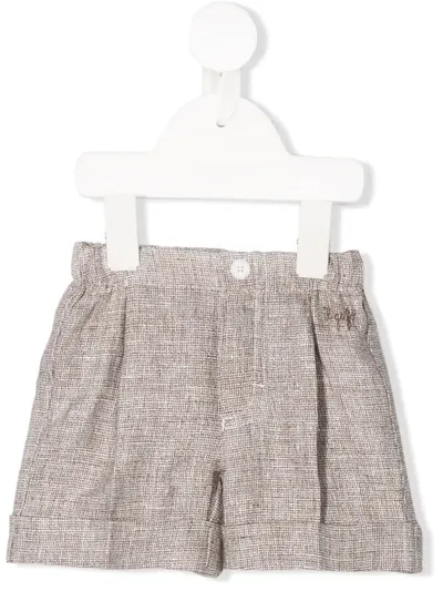 Il Gufo Babies' Linen Knit Shorts In Brown