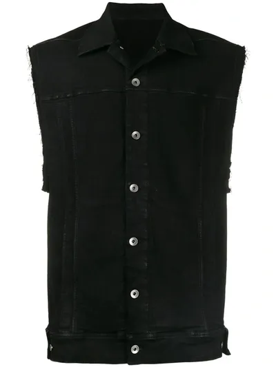 Rick Owens Drkshdw Oversized Sleeveless Denim Jacket In Black