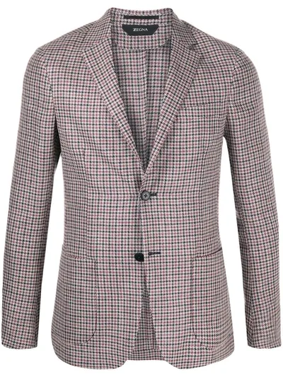 Z Zegna Houndstooth Pattern Blazer In Brown