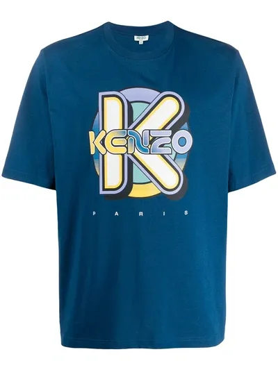 Kenzo Logo Print T-shirt In Blue