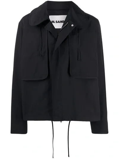 Jil Sander Peter Pan Collar Field Jacket In Black