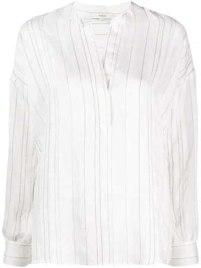 Vince Striped-print V-neck Blouse In White