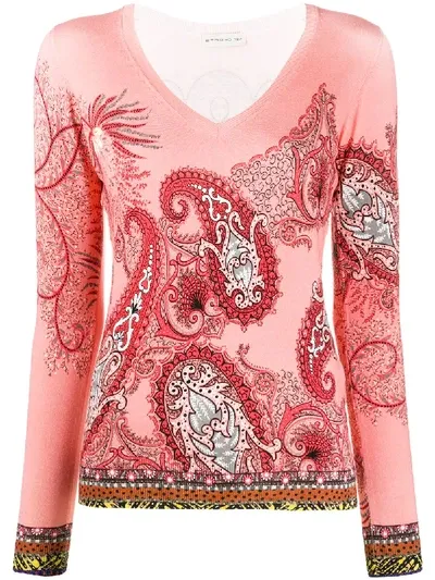 Etro Paisley Pattern Silk Jumper In Pink