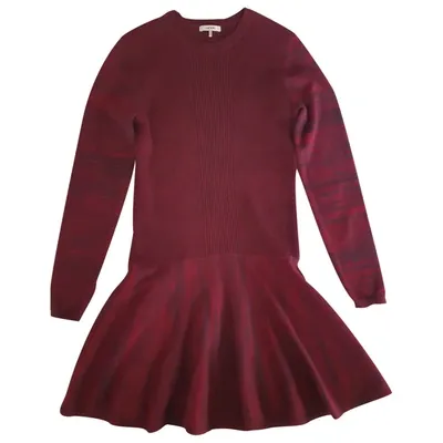 Pre-owned Ganni Mid-length Dress In Burgundy