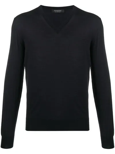 Ermenegildo Zegna V-neck Sweater In Blue