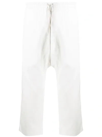 Rick Owens Drkshdw Cropped Drop-crotch Cargo Pants In White