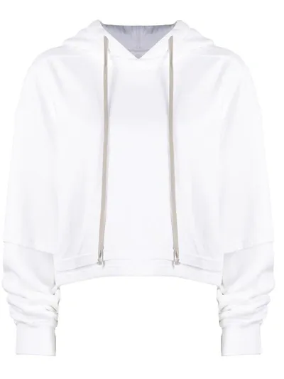 Rick Owens Drkshdw Graphic Text Print Hoodie In White