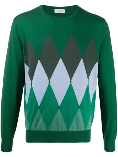 Ballantyne Argyle Knit Jumper In Green