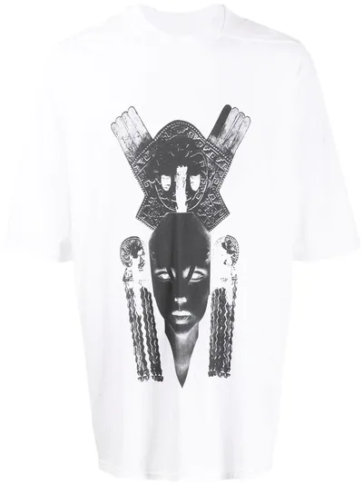 Rick Owens Drkshdw Graphic-print Crew Neck T-shirt In White