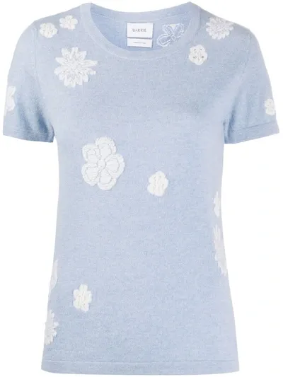 Barrie Flower Pattern Round Neck Top In Blue