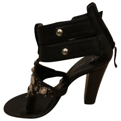 Pre-owned Balmain Leather Sandal In Black