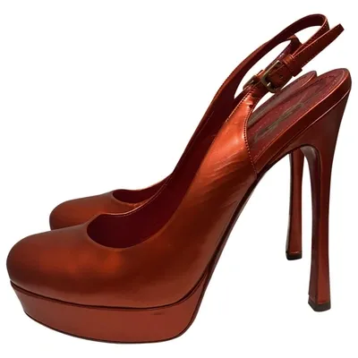 Pre-owned Saint Laurent Trib Too Patent Leather Heels In Red