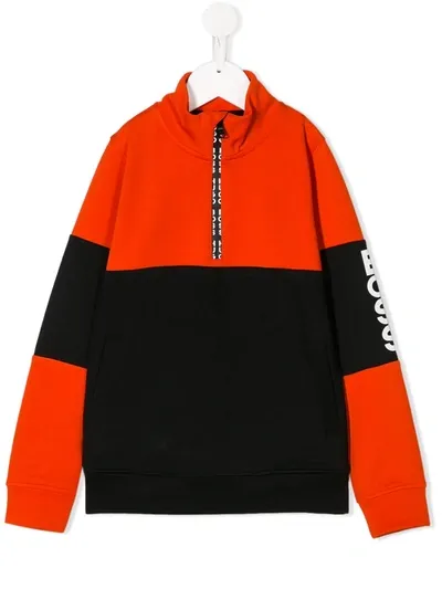 Hugo Boss Teen Zipped Sweatshirt In Orange