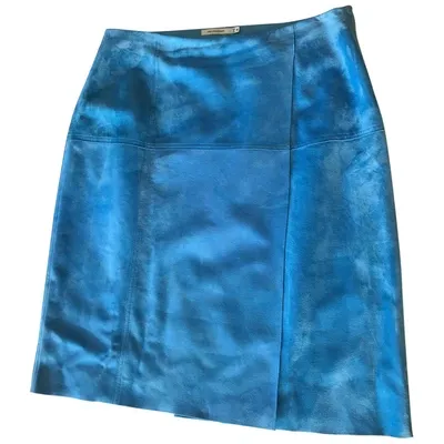 Pre-owned Protagonist Leather Mid-length Skirt In Blue