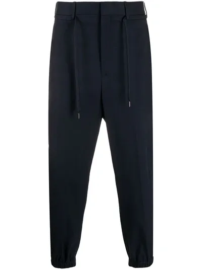 Neil Barrett Cropped Elasticated Cuff Trousers In Blue