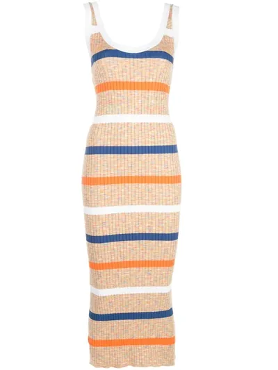 M Missoni Striped Ribbed-knit Tank Dress In Neutrals