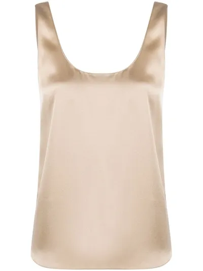 Vince Sleeveless Silk Top In Neutrals