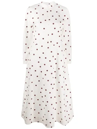 Ganni Polka Dot Print Shirt Dress In White